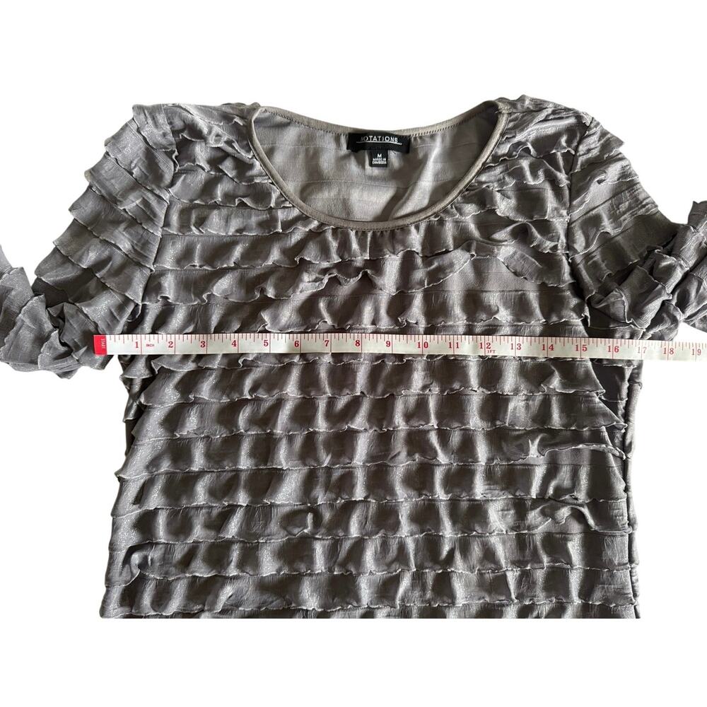 Notations Women’s Size M Ruffle Tier Long Sleeve Top (Heather Gray) Sz M - Picture 5 of 10